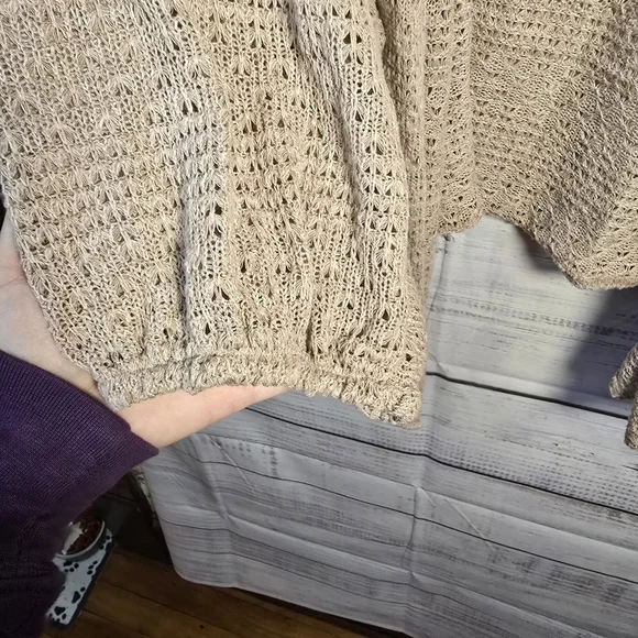 Maurices Open Knit Cardigan Size 3X Neutral Lightweight Beige Boho - Picture 5 of 5